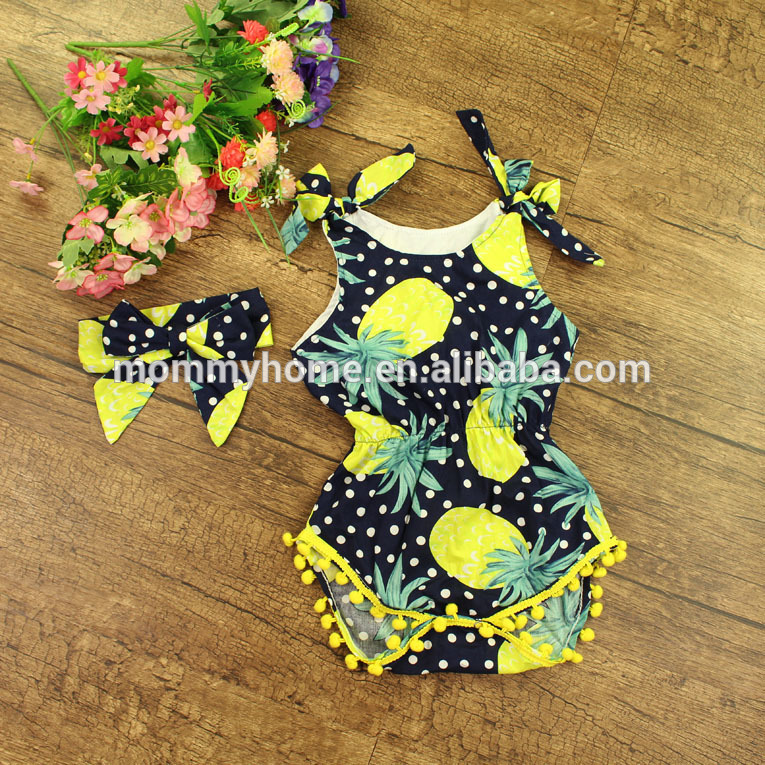 最新の新しいパイナップルデザイン新生児服pom pomロンパース赤ちゃん女の子M6082505-ベビーロンパース問屋・仕入れ・卸・卸売り