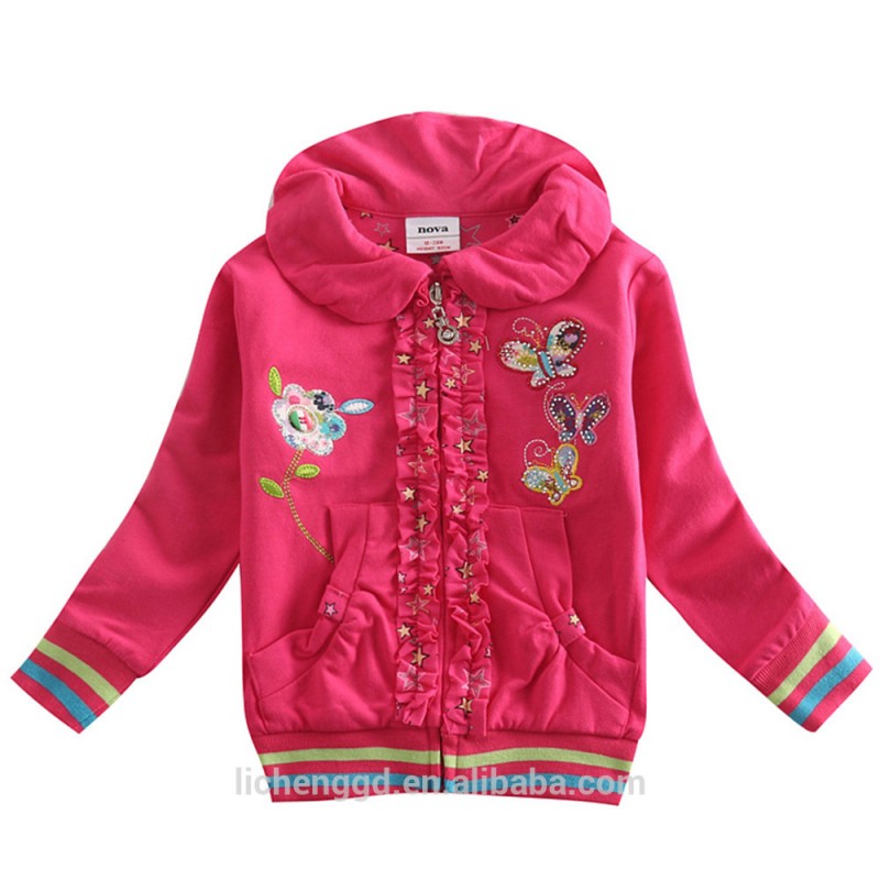 (f2879) フクシア2月6日歳の子供の冬服刺繍とラインストーン付き女の子のジャケット-プラスサイズジャケット問屋・仕入れ・卸・卸売り