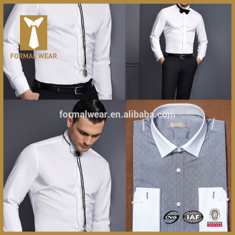 最新のフォーマル2015ウィングカラー、 プルー綿白のタキシード男性用シャツ-プラスサイズシャツ、ブラウス問屋・仕入れ・卸・卸売り