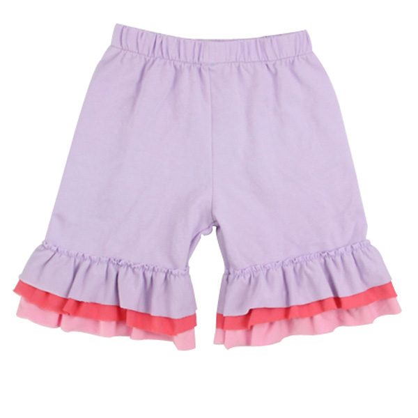 ブティック夏の赤ちゃん女の子ファンシーカプリパンツダブルフリル空白アイシングショーツフロックデザイン工場卸売秋幼児レギンス-ズボン問屋・仕入れ・卸・卸売り