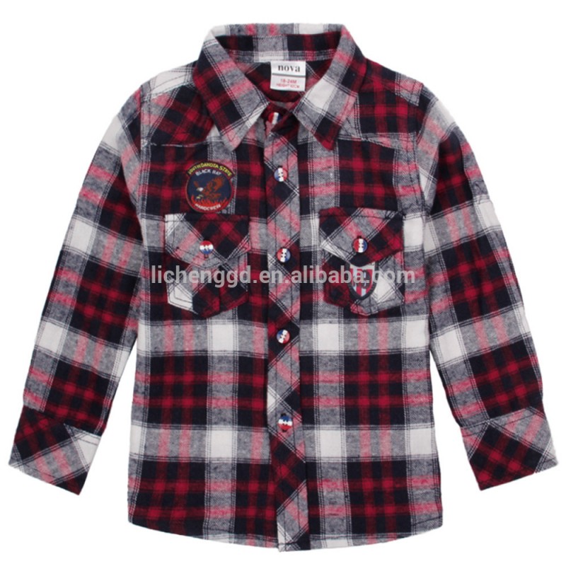 (a4080) ネイビー男子のカジュアル2-6y新星高品質コットンの子ども服格子縞のシャツの男の赤ちゃんのシャツを導いた-キッズ服　シャツ、トップス問屋・仕入れ・卸・卸売り