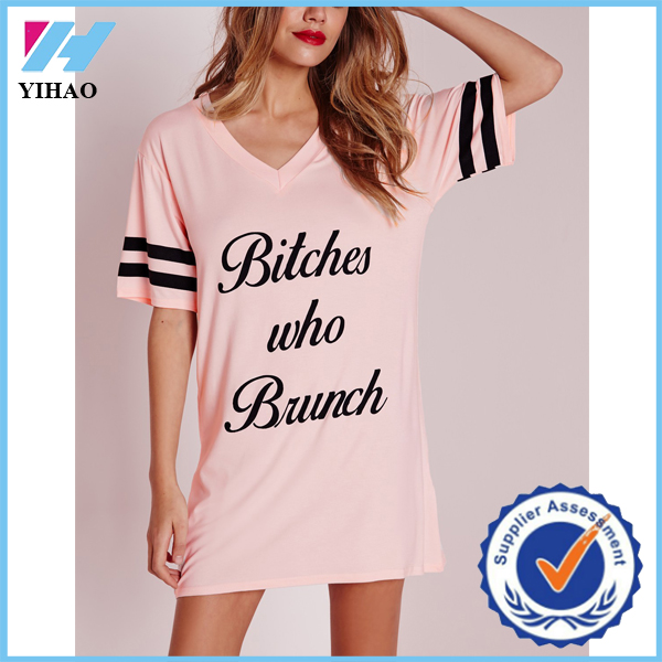 Yihao 2016卸売女性平野綿ナイト シャツ ピンク-ナイトシャツ問屋・仕入れ・卸・卸売り