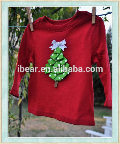 性を奪うリボンクリスマスツリーシャツ赤長袖tシャツコートグリーンポルカドットツリーにちょうと梢用男の子女の子-プラスサイズシャツ、ブラウス問屋・仕入れ・卸・卸売り