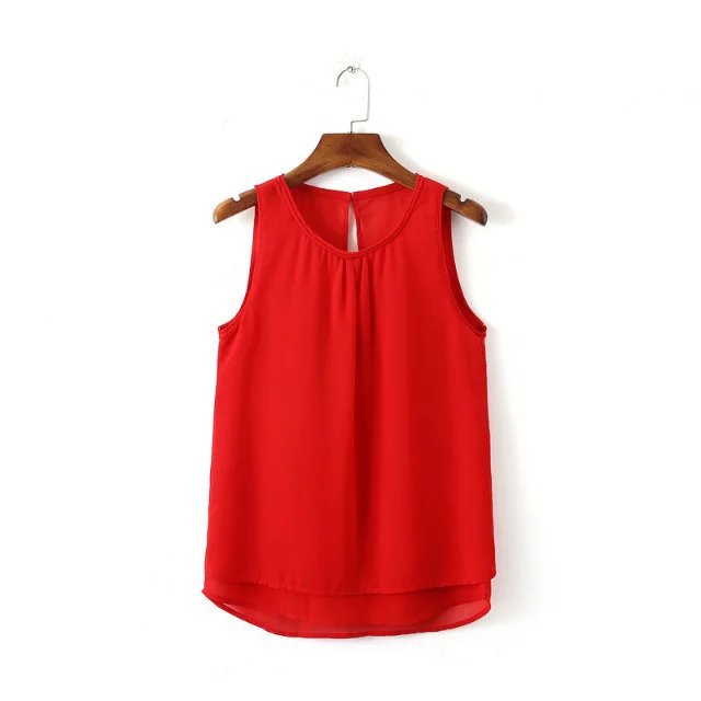 安い中国卸売衣類シフォンシャツの非対称ノースリーブシャツの服-プラスサイズシャツ、ブラウス問屋・仕入れ・卸・卸売り