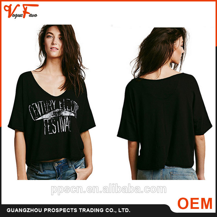 2016新デザインポリエステルtシャツセクシーな黒ディープv tシャツスポーツカスタムtシャツのための女性-プラスサイズシャツ、ブラウス問屋・仕入れ・卸・卸売り