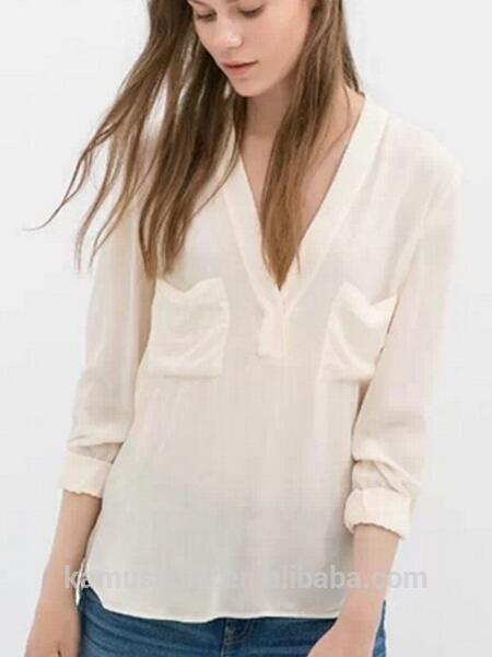 女性ファッションvネックシルクシャツブラウス-プラスサイズシャツ、ブラウス問屋・仕入れ・卸・卸売り