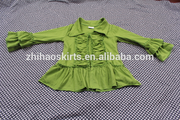 かわいい赤ちゃん女の子冬長袖綿の服グリーンフリル子供冬カーディガン-プラスサイズシャツ、ブラウス問屋・仕入れ・卸・卸売り