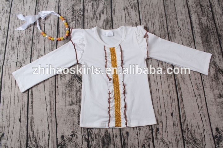 かわいい赤ちゃんの女の子フリル服ロングスリーブ冬卸売コットンキッズtシャツ-プラスサイズシャツ、ブラウス問屋・仕入れ・卸・卸売り