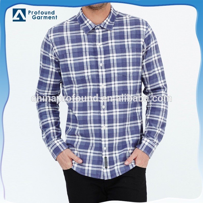 長い袖の格子縞のシャツカスタムパターン2ポケット付き男性用-プラスサイズシャツ、ブラウス問屋・仕入れ・卸・卸売り
