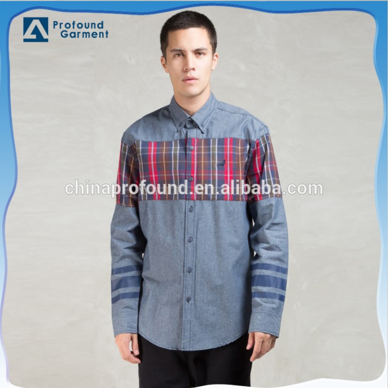 スーパーソフト格子縞のプリント男性スリムカジュアル長袖シャツデザイン-プラスサイズシャツ、ブラウス問屋・仕入れ・卸・卸売り