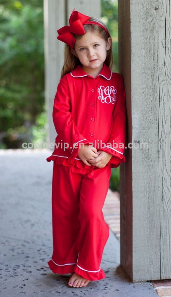 綿100キッズ2- ピースロングスリーブの女の子パジャマ卸売安い小さな女の子ブティック高品質でクリスマスパジャマ-パジャマ問屋・仕入れ・卸・卸売り