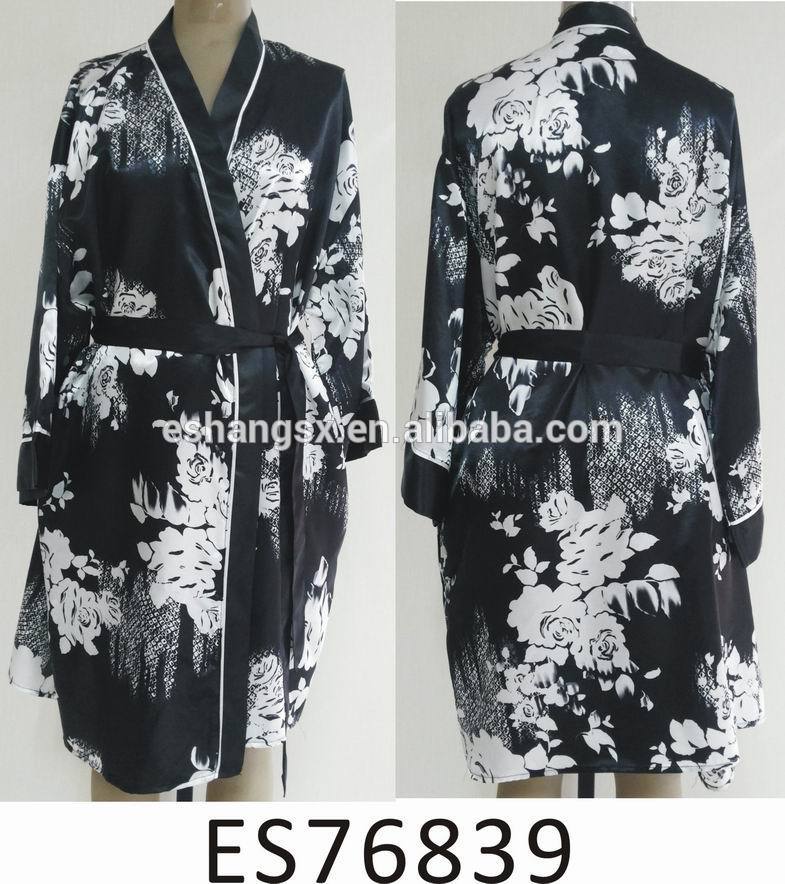 100％ポリ快適な速度のために印刷されたサテンの女性の寝間着pajamsロングスリーブ付き-パジャマ、寝間着問屋・仕入れ・卸・卸売り