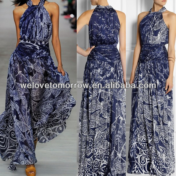 新しいデザイナーのプリントシフォンマキシドレス、 韓国の夏のファッションドレス、 ロングカジュアルドレス( tw0174md)-プラスサイズドレス、スカート問屋・仕入れ・卸・卸売り