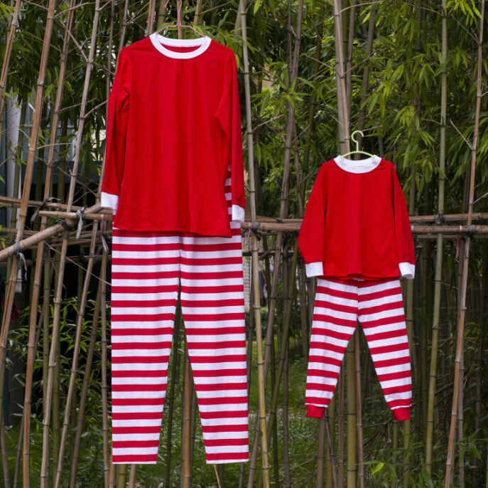 クリスマス赤のストライプ赤ん坊の衣類キッズパジャマセット女の子パジャマセットの男の子の子供寝間着ニット綿のママと赤ちゃんのパジャマ-パジャマ問屋・仕入れ・卸・卸売り