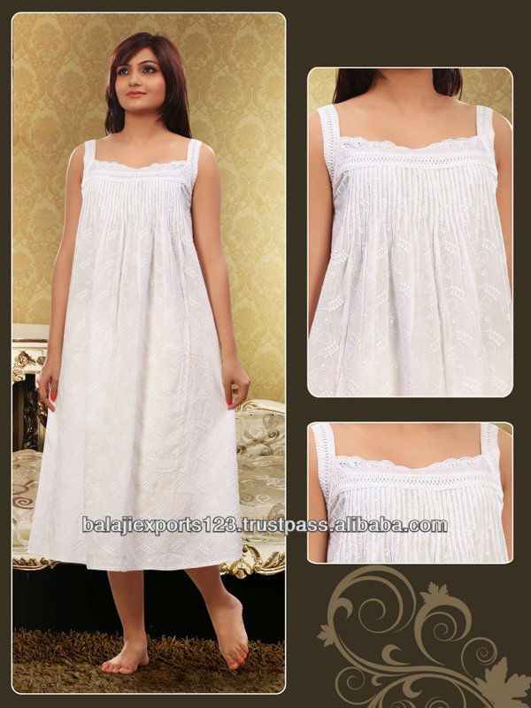女性の快適な綿寝間着、 綿nighties-パジャマ、寝間着問屋・仕入れ・卸・卸売り