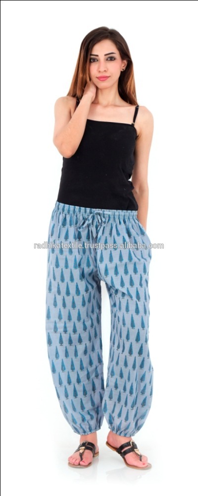 インド手ブロックプリントだぶだぶのズボンハーレムパンツ用女性-パジャマ問屋・仕入れ・卸・卸売り