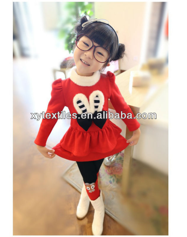 少女時代韓国2014年クリスマス摩耗子供ウサギの耳厚い毛皮襟肥厚ちょう結び女の子プリンセス冬フーディドレス-ホームカミングドレス問屋・仕入れ・卸・卸売り