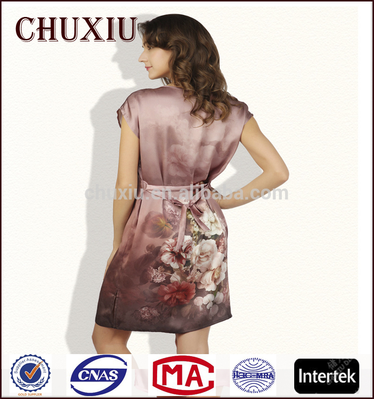 カスタマイズされた絹のデジタル印刷chuxiuエレガントなシルクサテンシルクnightgowns-パジャマ、寝間着問屋・仕入れ・卸・卸売り