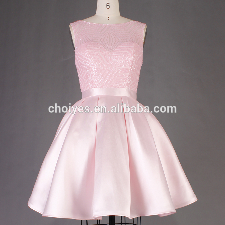 DA72034短いビーズふくらんスパンコールベビーピンクかわいいホームカミングドレス50-プラスサイズドレス、スカート問屋・仕入れ・卸・卸売り