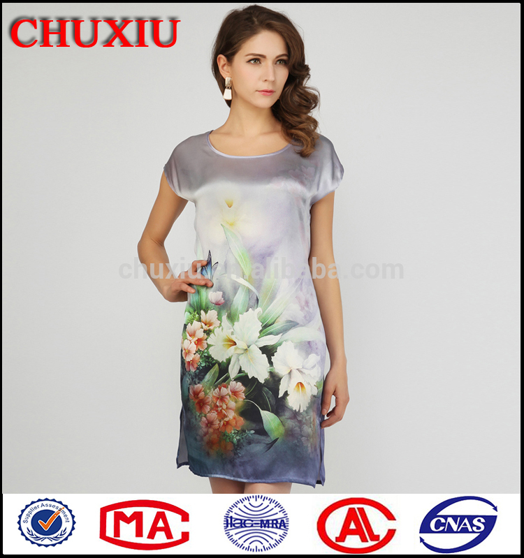 Chuxiu シルク デジタル印刷豪華な ファッション ドレス シルク サテン シルク パジャマ-パジャマ、寝間着問屋・仕入れ・卸・卸売り