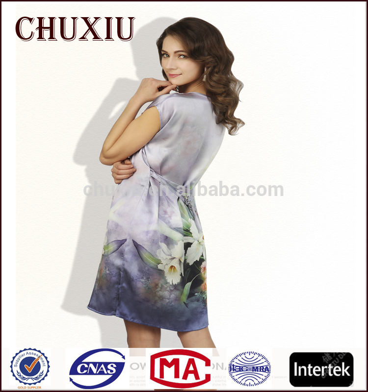 Chuxiu シルク デジタル印刷多色シルク サテン シルク ナイト ガウン-パジャマ、寝間着問屋・仕入れ・卸・卸売り
