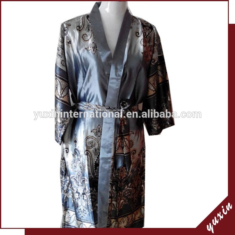 カスタム絹の着物のバスローブ0609030日本になった着物ローブ-パジャマ、寝間着問屋・仕入れ・卸・卸売り