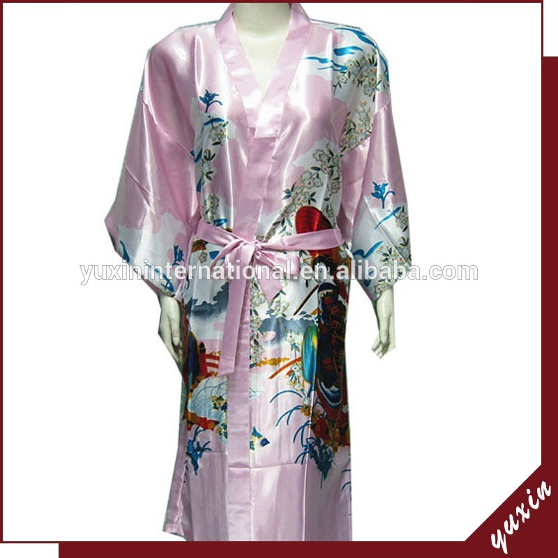カスタムサテンのローブのバスローブの日本になった着物0609020ホットセックス女の子写真-パジャマ、寝間着問屋・仕入れ・卸・卸売り
