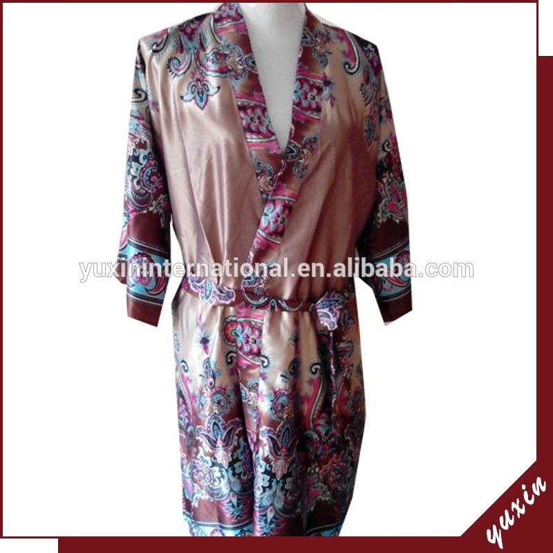 カスタム絹の着物のバスローブ0609031日本になった着物ローブ-パジャマ、寝間着問屋・仕入れ・卸・卸売り