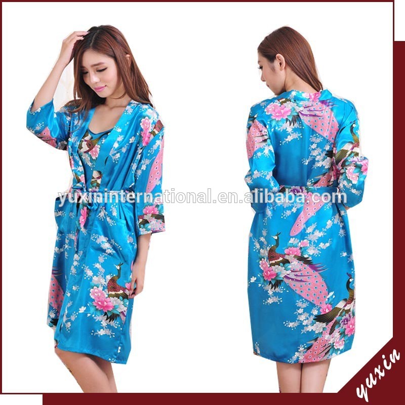 絹の着物ローブ2015着物ドレスtp019着物のサテンのローブ-パジャマ、寝間着問屋・仕入れ・卸・卸売り