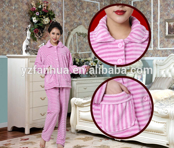 安い卸売ハイテクフリース生地パジャマ女性パジャマでバルク-バスローブ問屋・仕入れ・卸・卸売り