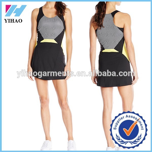 東莞yihaoドレス女性のための固体ジムスポーツ半袖ウエディングドレスフリーテニスの衣装着用-その他ドレス問屋・仕入れ・卸・卸売り