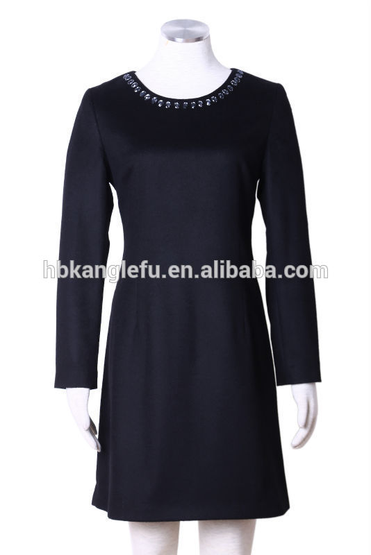 新しい2015ネイビーブルー女性のカシミヤのドレス-その他ドレス問屋・仕入れ・卸・卸売り