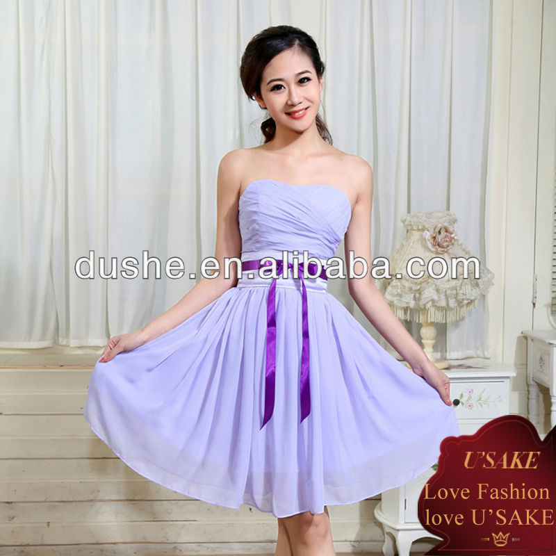 レディースリボン紫シフォンパーティードレスオフショルダー-プラスサイズドレス、スカート問屋・仕入れ・卸・卸売り