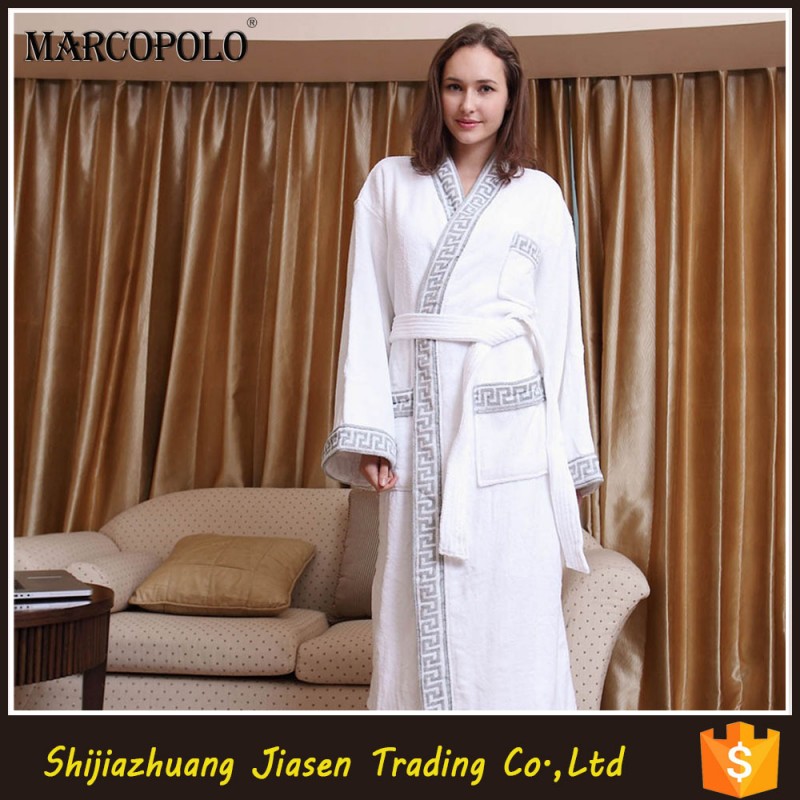 100%綿jacauard白いホテルカットパイルバスローブナイトウェア-バスローブ問屋・仕入れ・卸・卸売り