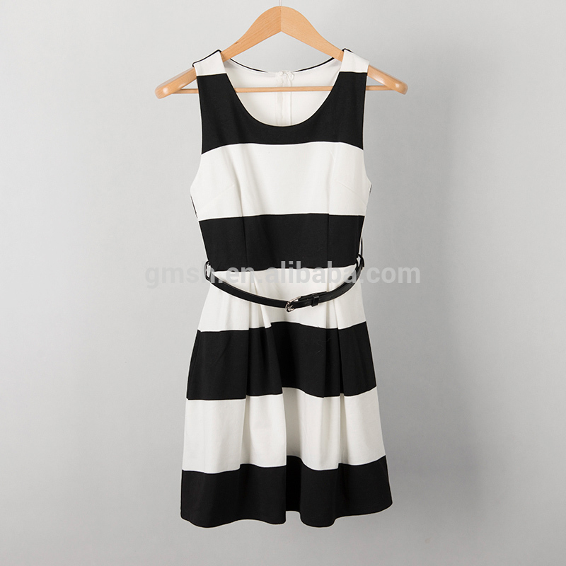 ヨーロッパのファッションドレス2014年クルーネックストライプキャリアのドレス-プラスサイズドレス、スカート問屋・仕入れ・卸・卸売り