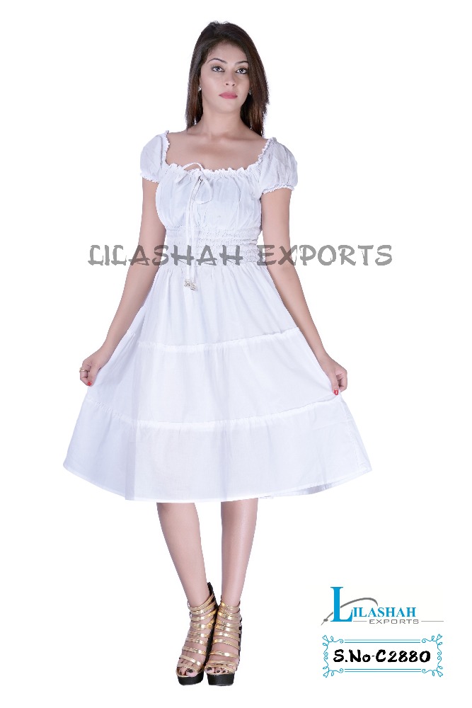 白いコットンドレス花プリント女性のドレス-問屋・仕入れ・卸・卸売り