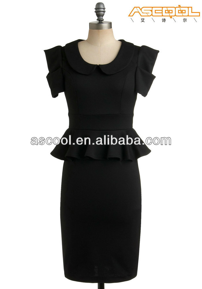 ショートスリーブブラック女性の仕事ドレス-プラスサイズドレス、スカート問屋・仕入れ・卸・卸売り