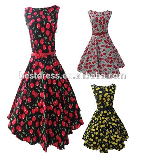 熱い販売の最も安い2014年bestdressパイントチェリーロカビリービンテージロカビリーレトロピンナップドレス主婦50年代60年代のスイング-プラスサイズドレス、スカート問屋・仕入れ・卸・卸売り