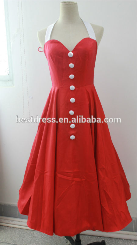 2014年bestdress50年代60年代スイングビンテージドレスポルカ固体パーティウエディングロカビリードレスレトロ-プラスサイズドレス、スカート問屋・仕入れ・卸・卸売り