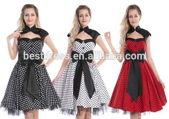 熱い販売の最も安い2014年bestdressuk6-241950年代プラスサイズパーティーレッドヴィンテージロカビリードレス黒の水玉模様-プラスサイズドレス、スカート問屋・仕入れ・卸・卸売り