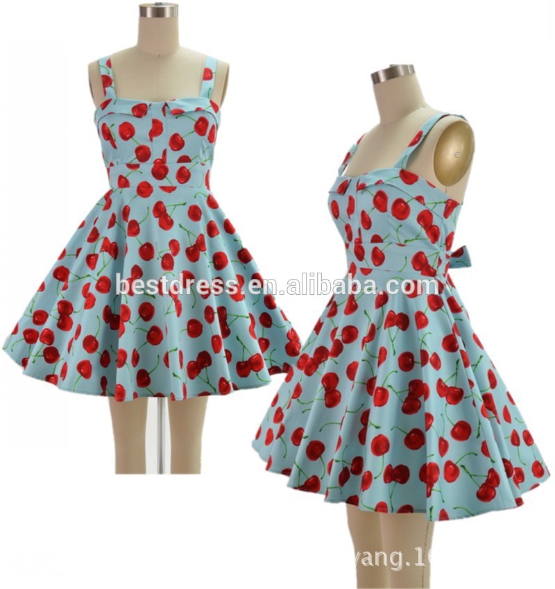 2014 bestdress ヴィンテージレトロ 40's ロカビリー スイング jive dress キュー ティー女の子ミニ チェリー プリント安い ヴィンテージドレス-プラスサイズドレス、スカート問屋・仕入れ・卸・卸売り