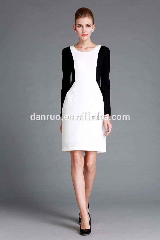 Janecrafts新しいファッションビジネス仕事色v-襟女性冬のドレス-カジュアルドレス問屋・仕入れ・卸・卸売り