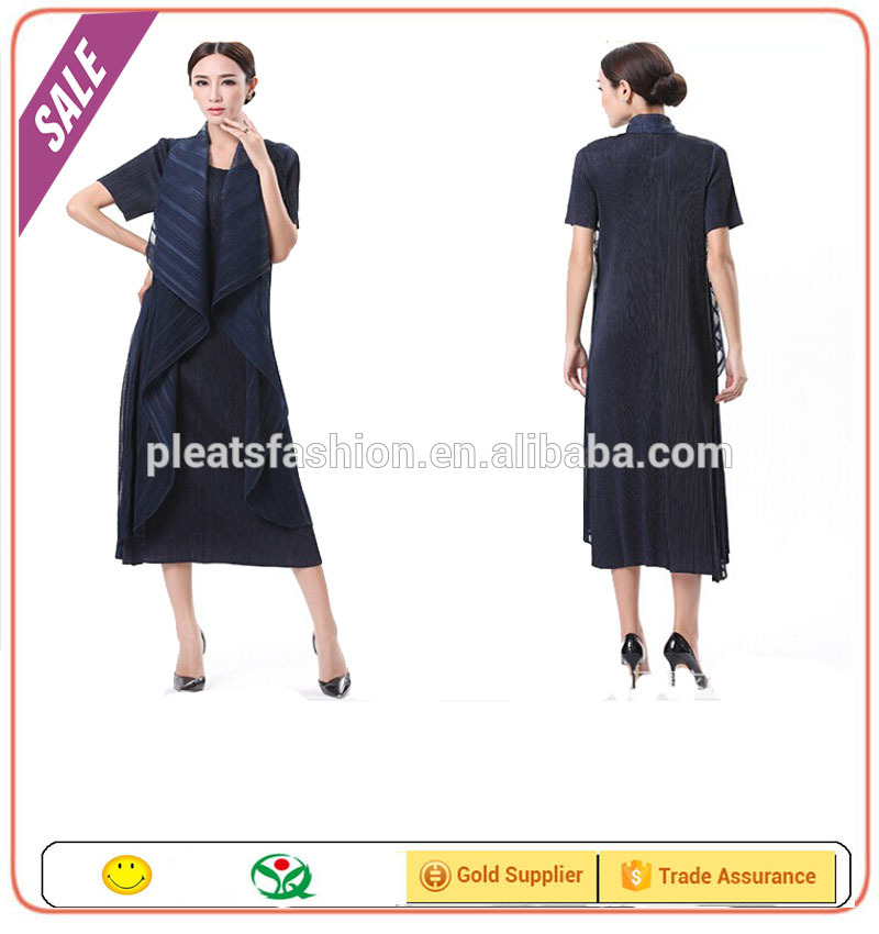 新しい到着美しいセックス女の子長いスタイル半袖ファッションプリーツください三宅服-カジュアルドレス問屋・仕入れ・卸・卸売り