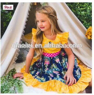 ヴィンテージ子供女の子ドレスノースリーブ花フラッターフリルドレス服のため子供着用-カジュアルドレス問屋・仕入れ・卸・卸売り