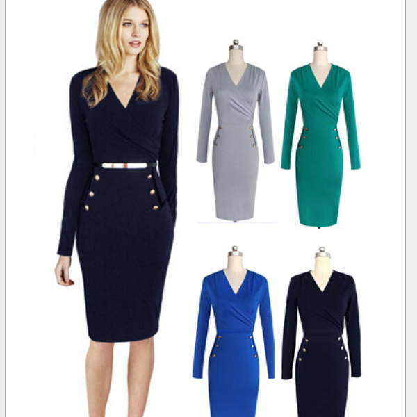 ロングスリーブ女性ms67630wボタンデザインの新しいモデルの女の子のドレス-カジュアルドレス問屋・仕入れ・卸・卸売り