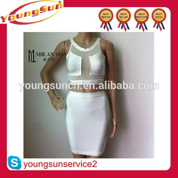 夏の白い包帯ドレスファッションbodycon2個のイブニングドレス-プラスサイズドレス、スカート問屋・仕入れ・卸・卸売り
