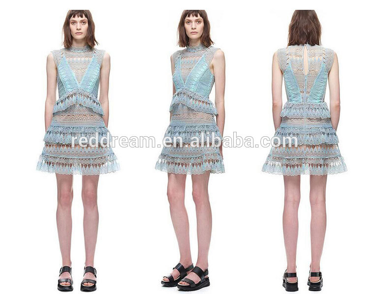 2016夏のドレスノースリーブ刺繍kneelength女性卸売レースドレス-カクテルドレス問屋・仕入れ・卸・卸売り