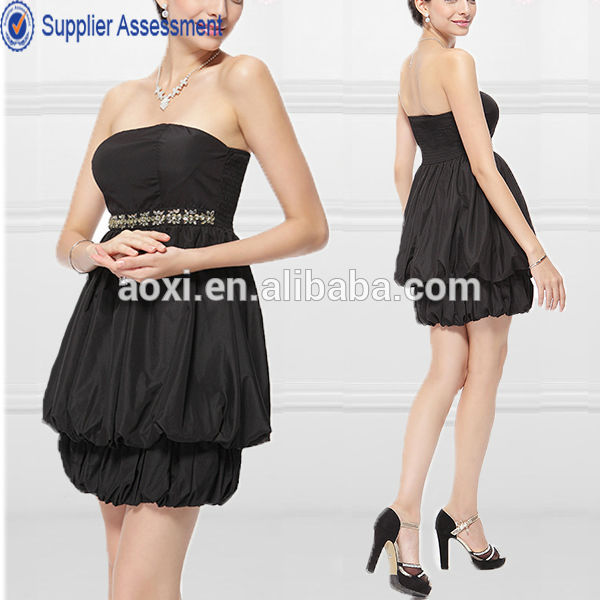 中国のサプライヤー2014年黒のシフォンラインストーン付きミニパーティードレスストラップレスの短いカクテルドレス-プラスサイズドレス、スカート問屋・仕入れ・卸・卸売り