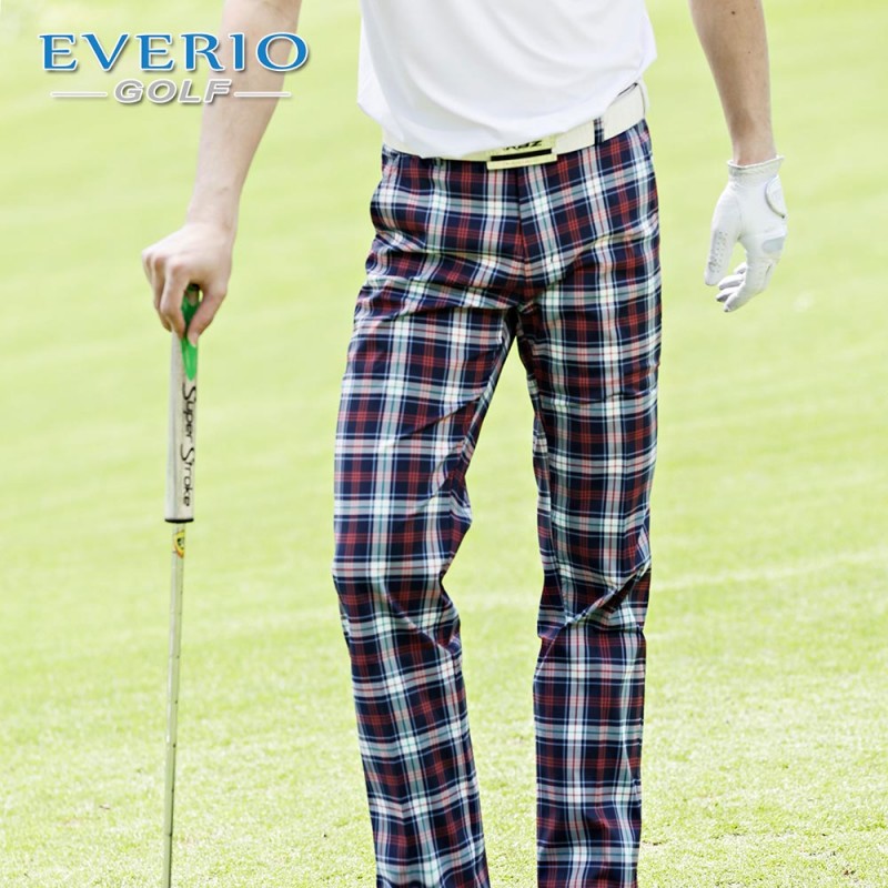 Everio新しいファッションゴルフチェック柄パンツ男性本物の薄いパンツゴルフズボン涼しい夏の摩耗スポーツパンツ-その他スポーツウェア問屋・仕入れ・卸・卸売り