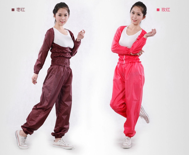 中国の人気2014年防水サウナの長い袖の服の女性のスエットスーツドレス最新のpvc材料緩い重量-その他スポーツウェア問屋・仕入れ・卸・卸売り